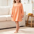 thumbnail image 4 of OJSFQUFP Girls' Long Sleeved Home Nightgown Leisure Cute Solid Color Dress, 4 of 7