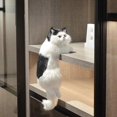 thumbnail image 4 of GUOOL Statue de Chat Câlin Simulation Suspendue Sculptures de Chat Moderne Réalistes pour Bureau Jouet Blanc Noir, 4 of 9
