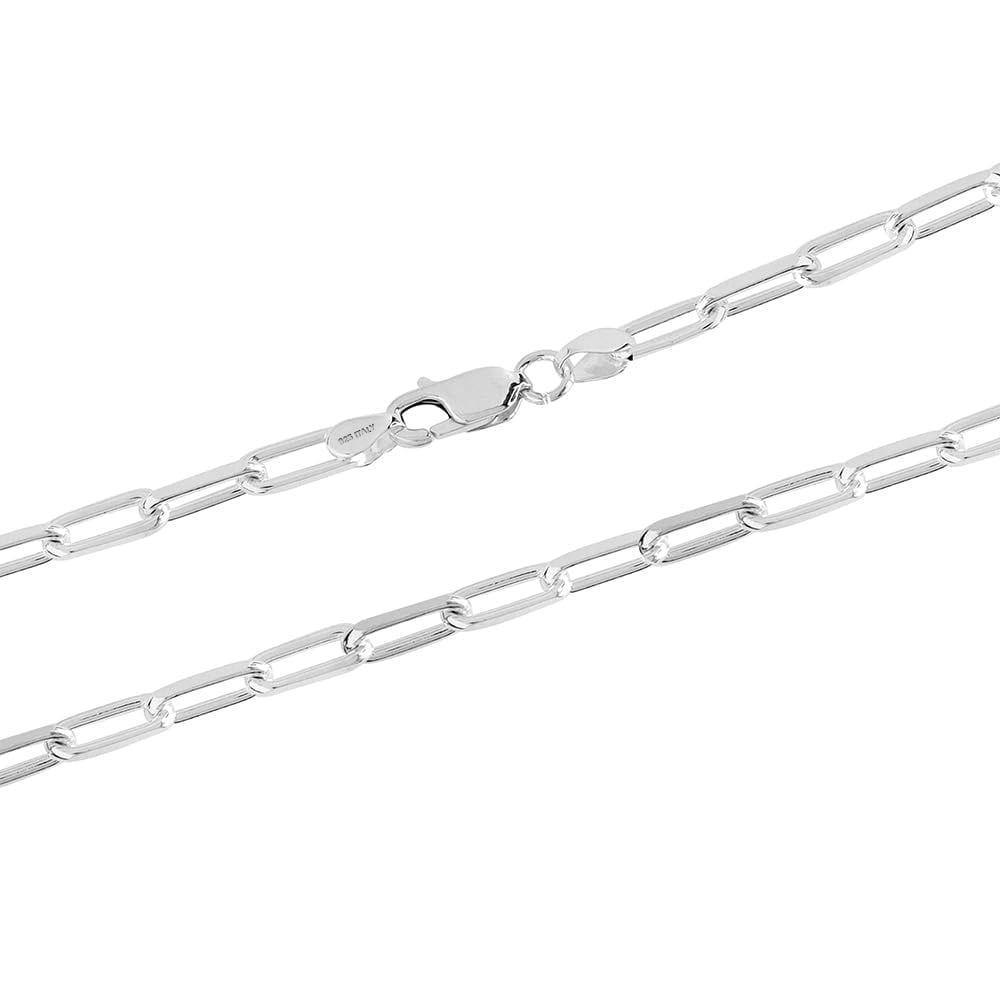 LeCalla 925 Sterling Silver Chain Necklace for Womens, Lightweight 3MM Italian PaperClip Link Chain Necklace 16" Inch Jewelry Gifts for Women