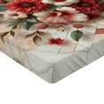 thumbnail image 2 of Ambesonne Flowers Fitted Sheet, Tender Floral Marble Print, Full Size, Pale Ruby and Laurel Green, 2 of 3