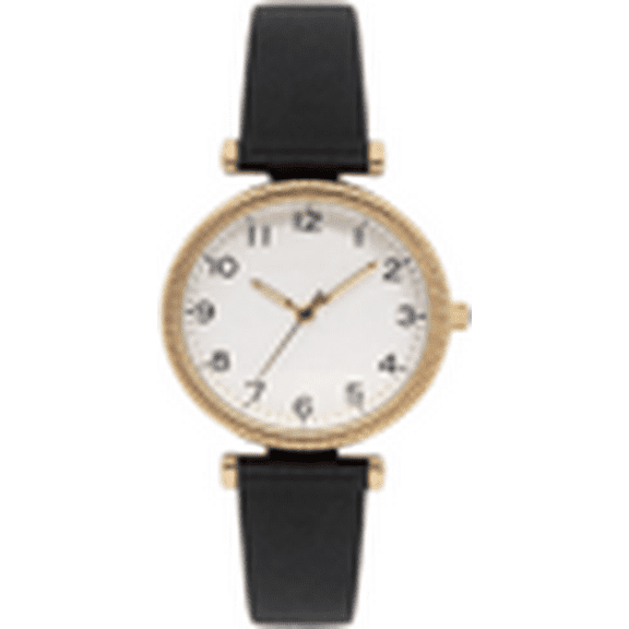 Time and Tru Women's Goldtone Round Case with Cognac PU Strap Wristwatch