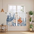 thumbnail image 2 of Orange Blue Starfish Coastal Kitchen Curtains 45 Inch Length, Nautical Beach Eucalyptus Tiers Curtains for Bathroom Bedroom Cafe, Light Filtering Small Window Treatment Drapes 2 Panels 42"Wx45"L, 2 of 8