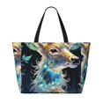 thumbnail image 2 of Daiia Colorful Stained Glass Deer Beach Travel Bag - Water-Resistant Beach Bag, Lightweight Tote with 7 Pockets for Women and Men - Gym,Pool,Camping,Reusable Grocery Bag, 2 of 7