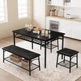 thumbnail image 2 of GloryStar 4-Piece Dining Table Set, Kitchen Table with Upholstered Bench & Two Square Stools, Modern Dining Room Furniture, 2 of 7