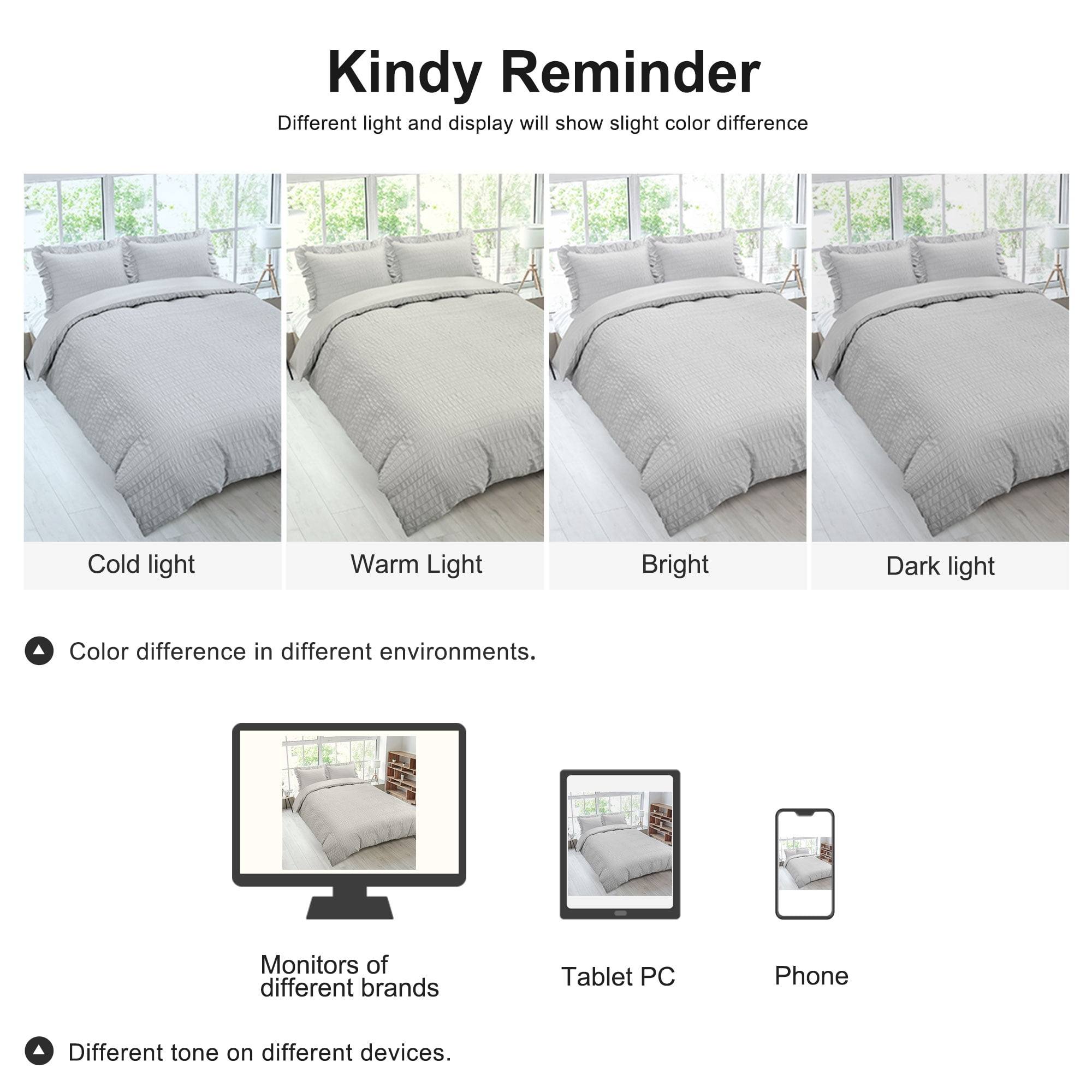 Unique Bargains Microfiber 3 Pieces Seersucker Duvet Cover Set Queen Light Grey