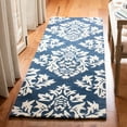 thumbnail image 2 of SAFAVIEH Micro-Loop Meridith Floral Trellis Wool Runner Rug, Blue/Ivory, 2'3" x 7', 2 of 8
