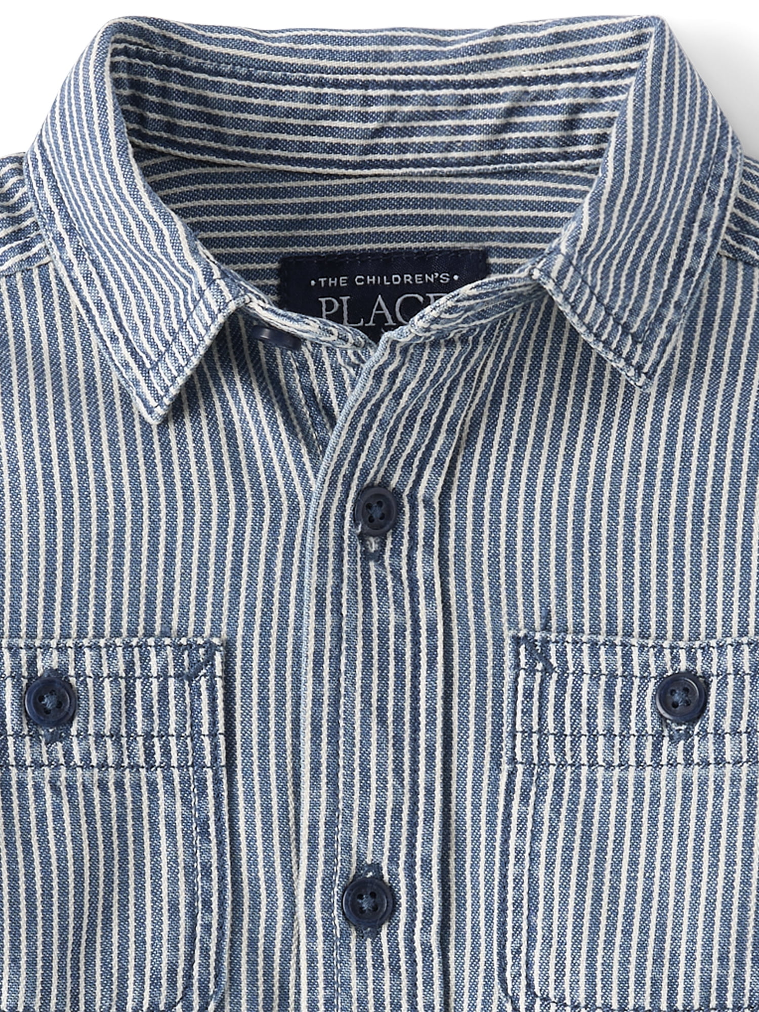 The Children's Place Baby & Toddler Boys Long Sleeve Denim Button Up Shirt, Sizes 6M-5T