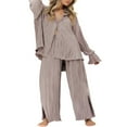 thumbnail image 2 of Women Solid Color Long Sleeve Blouse and Straight Fit Trousers, 2 of 9