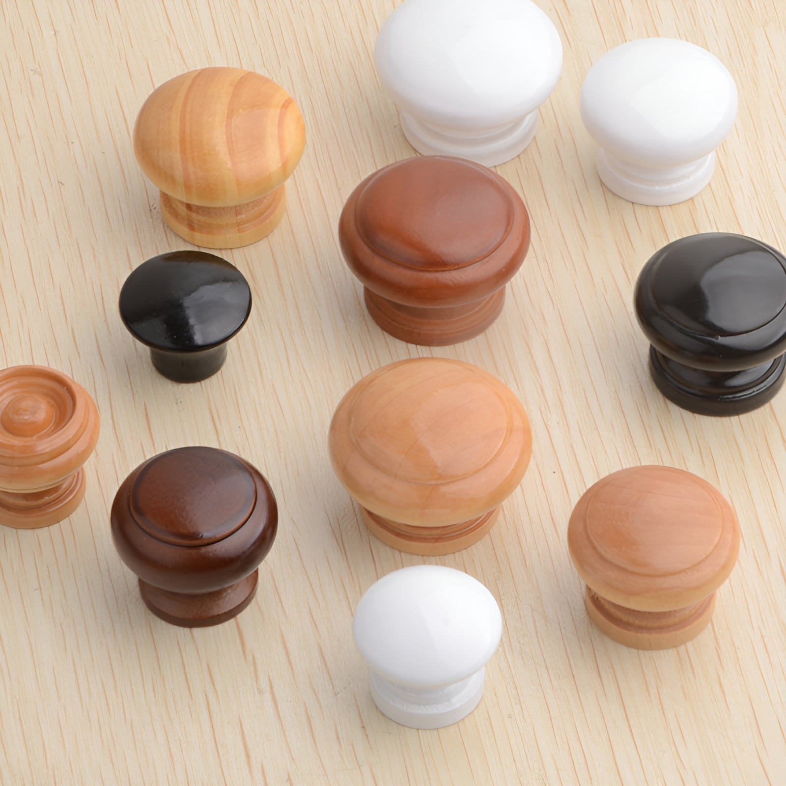 HIBIBUD 12Pcs Round Wooden Cabinet Handles,Shoe Cabinet Cabinet Pulls,with Screws Cabinet Knobs,Style1