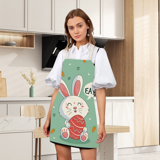 Huayishang Apron Sleeve Easter Series Household Printing Linen Apron Kitchen Multi Function Apron Funny Personality Creative Apron