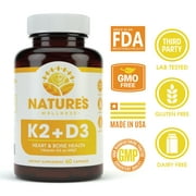 Vitamin K2 (mk7) with D3 Supplement for Best Absorption - 2-in-1 Support for Heart Health and Strong Bones | Vitamin D & K Complex | D3 5000 IU   K2 100 mcg | GMO & Gluten Free - 60 Capsules