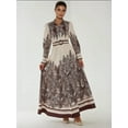 thumbnail image 4 of Printed Long Sleeve Maxi Dress with Belt, 4 of 7