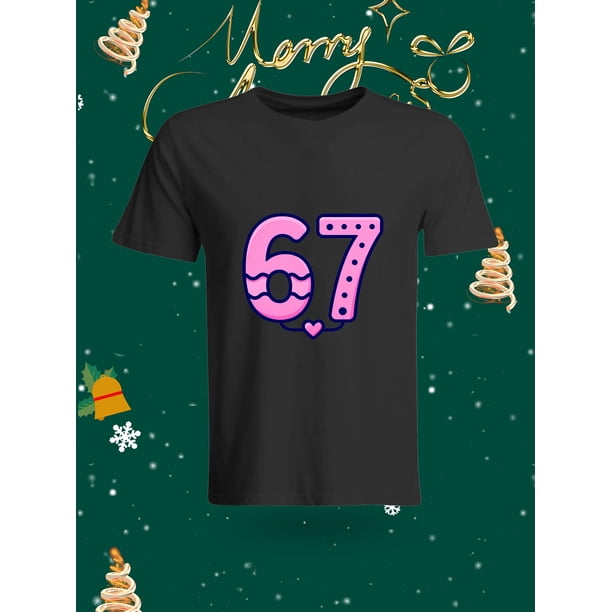 Funny 67 Number Christmas Element Printed Unisex T-Shirt Fashion Casual Top with Festive Atmosphere