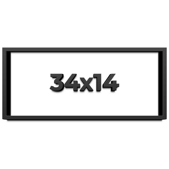 34x14 Shadow Box Frame Black | 1 inches Deep Real Wood Contemporary Shadowbox Display Frame | UV