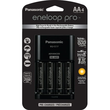 Panasonic eneloop pro AA 4 Pack + 4-position (Best Charger For Eneloop Rechargeable Batteries)