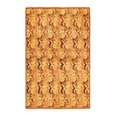 Hand-Knotted Wool Oriental Traditional Pink Area Rug 4' 7" x 7' 0"