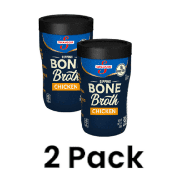 (2 pack) Swanson Sipping Bone Broth, Chicken Bone Broth, 10.75 Ounce Sipping Cup