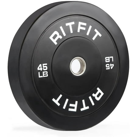 RitFit 45 Lb. Olympic Weight Plate, Bumper Plates With Steel Insert, Olympic Barbell Weight Plates for Gym and Home