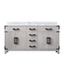 Laurel 60 in W x 22 in D White Oak Double Bath Vanity and Carrara Marble Top