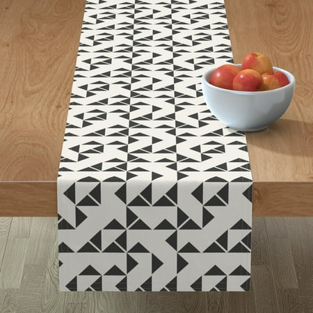 

Cotton Sateen Table Runner 90 - Black White Triangle Print Custom Table Linens by Spoonflower