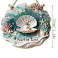 thumbnail image 2 of 2D Flat Wooden Nautical Shell Wall Clock,Silent Non-Ticking Hanging Wall Decor with Rope,Beach Themed Ornament for Living Room,Bathroom,Coastal Home Style, 2 of 8