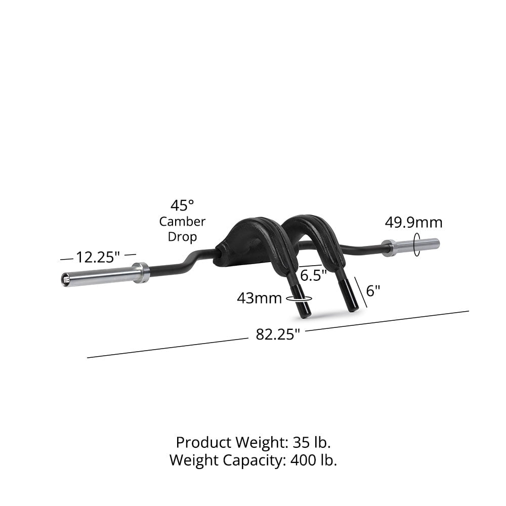 Titan Fitness Marrs-Bar Lite, Cambered Safety Squat Barbell with 45-Degree Drop, Rated 400 LB