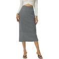 thumbnail image 1 of Faldas midi clásicas elásticas de cintura alta con abertura para mujeres INSPIRE CHIC XL gris, 1 of 6