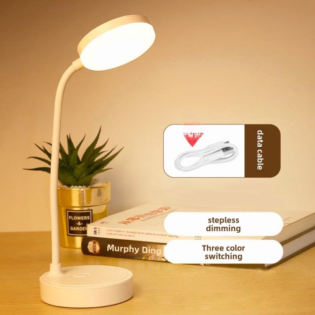 Student-Focused Eye-Caring LED Reading Lamp with Creative Design - Rechargeable & Plug-in Dual Mode, 3 Color Modes & Stepless Dimming, Portable Dormitory Study Light with Data Cable, Ideal for Bulk