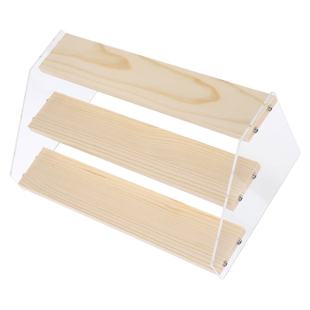 Expositor acrílico transparente escalonado para muñecas y figuras de acción. Organizador de escritorio. Material transparente para una mejor visualización.