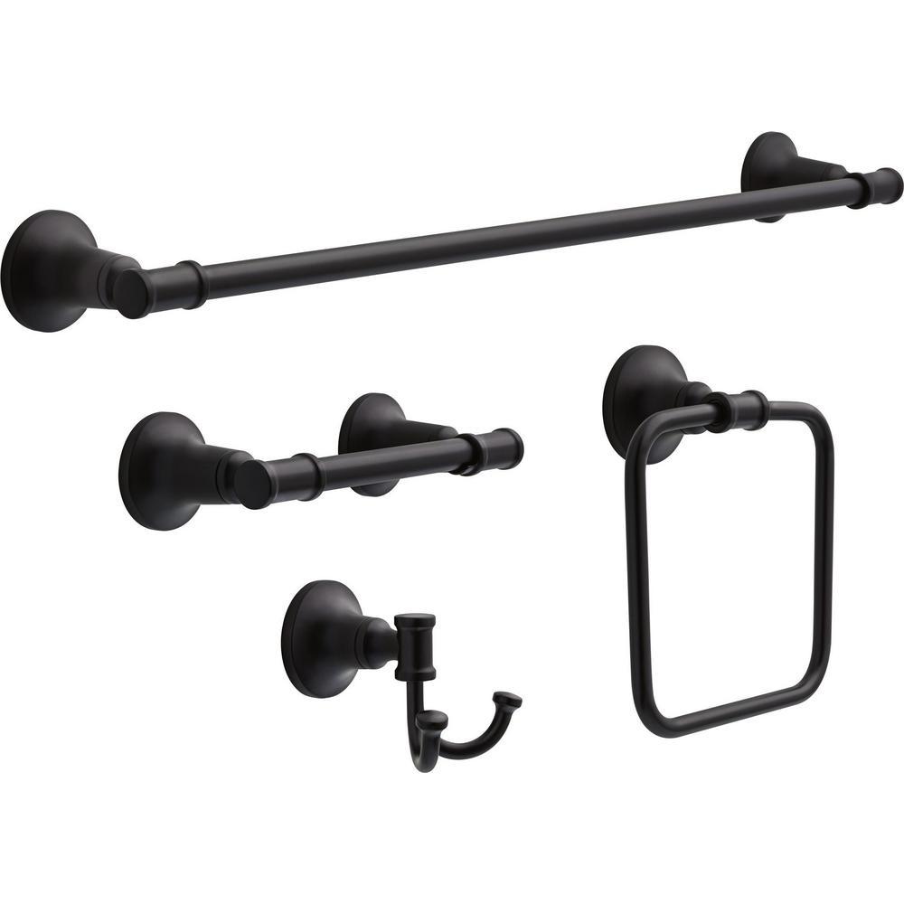 Chamberlain 4Piece Bath Accessory Set In Matte Black