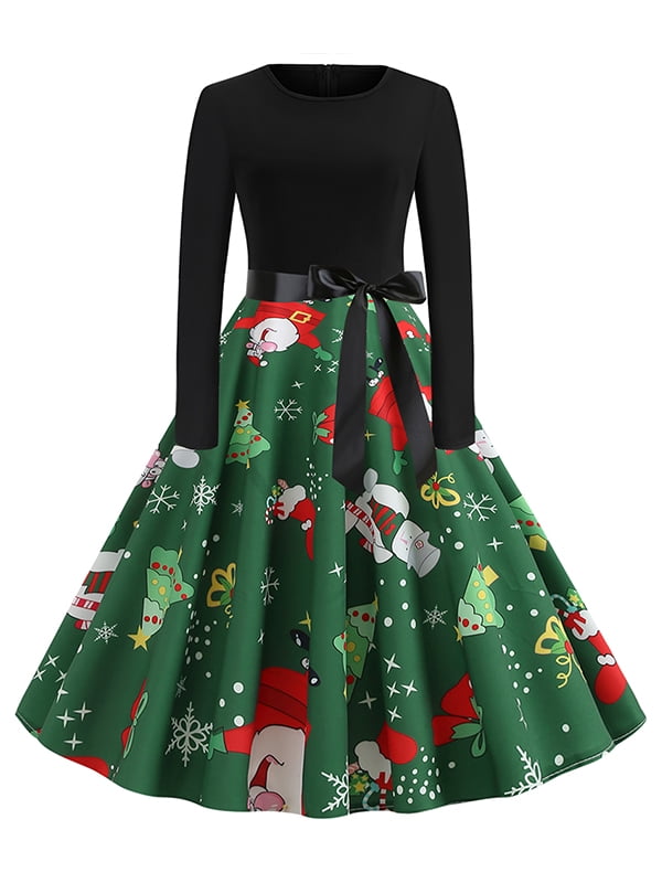 womens christmas print dress