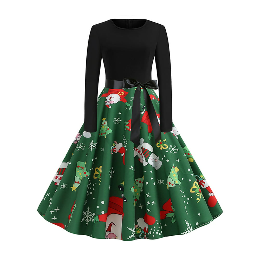 Julycc - Julycc Womens Christmas Santa Claus Snowman Print Dress Party ...