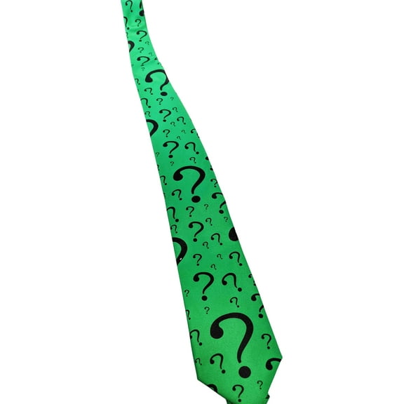 Riddler Necktie Question Marks Green Batman Villain Neck Tie Costume Cosplay
