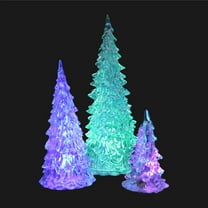IBASETOY 3pcs Christmas Tree Lights-Crystal Colorful Christmas Tree Acrylic Small Light Up Christmas Tree Ornament, For Table Top Home Office Holiday Decor