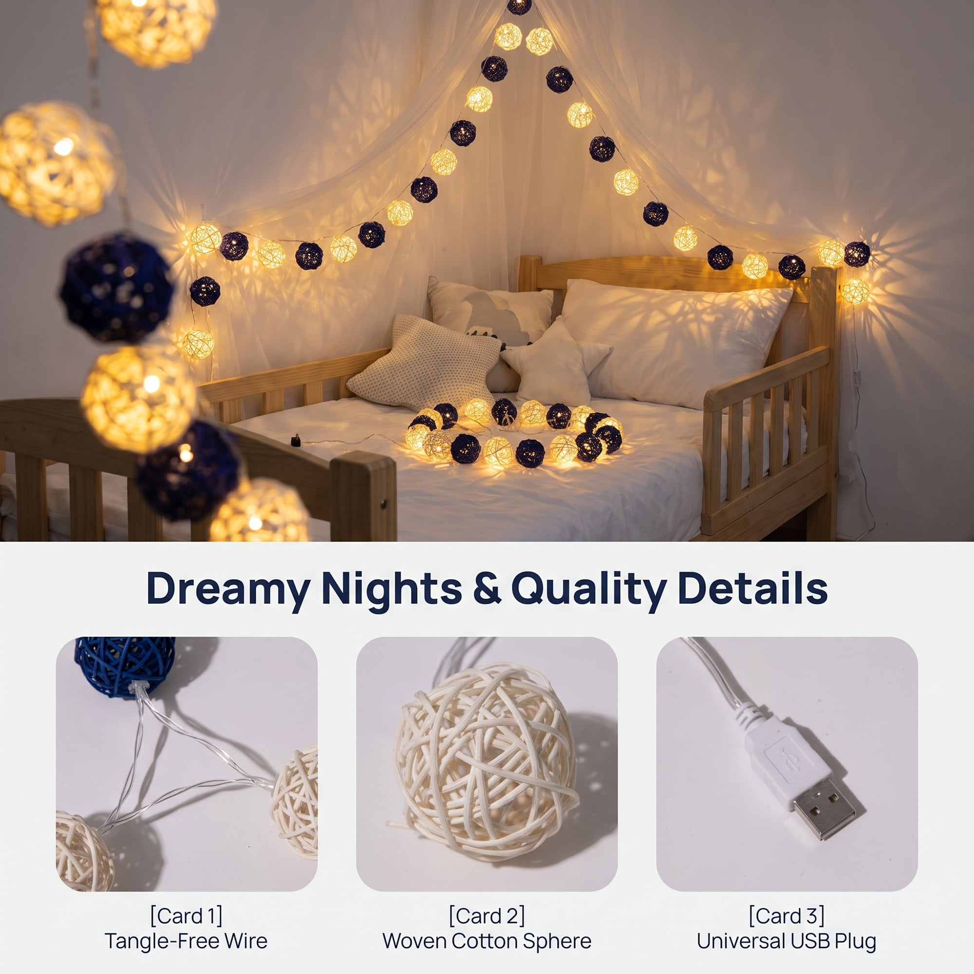 Unique Bargains Moroccan Orb Decor Lights for Use with Flexible Design 9.8 ft USB Powered