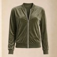 thumbnail image 6 of Kukoosong Women's Velvet Bomber Jacket, Long Sleeve Full Zip Up Stand Collar Velour Coat with Pockets, Slim Casual Lightweight Outerwear for Spring Fall Daily Wear, 6 of 7