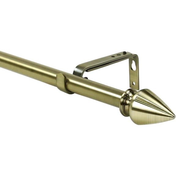 Urbanest Adjustable Single Curtain Rod Set Lance Finials – 5/8-Inch Diameter, With Antique Brass Rod, 48–84 Inches