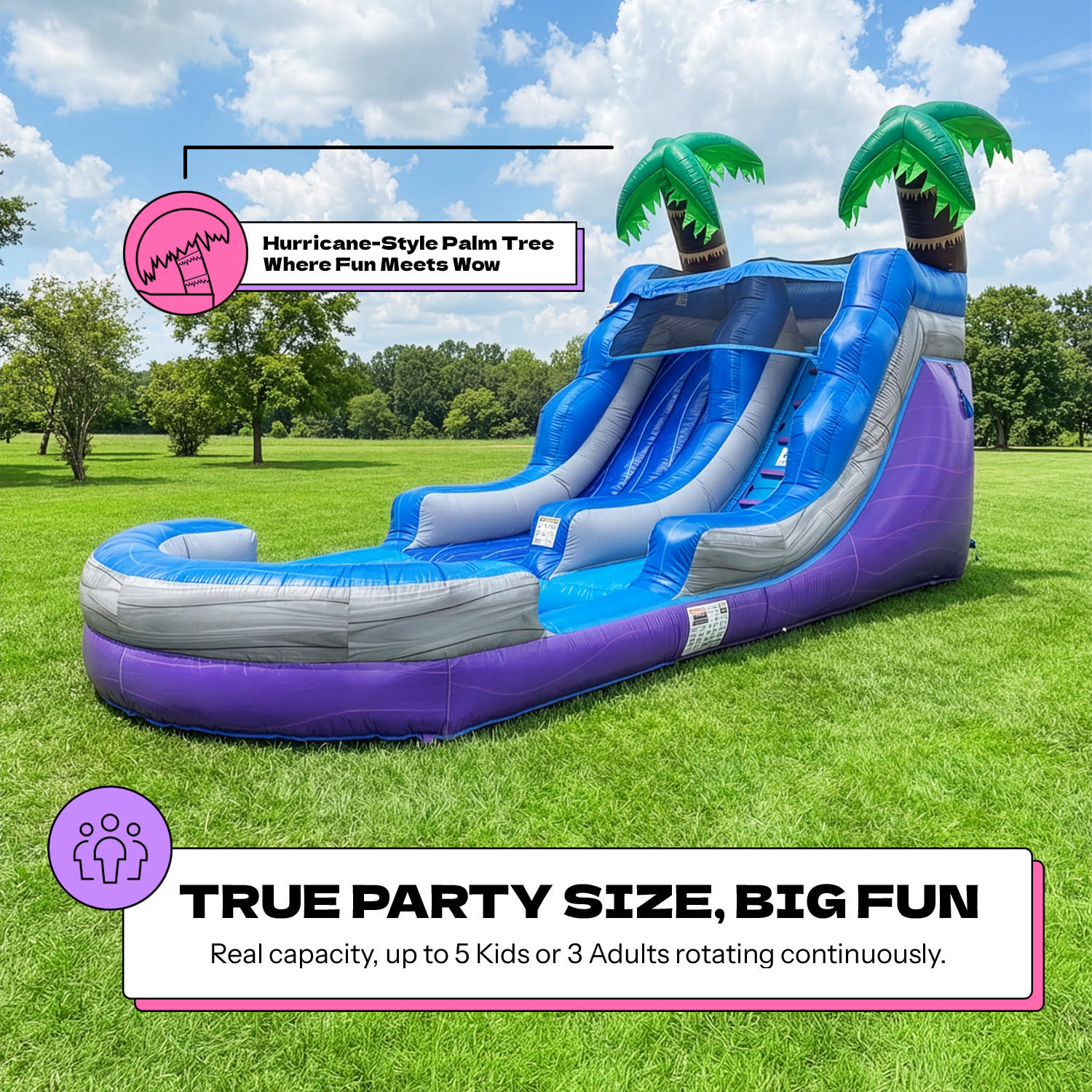 POP JUMP Tropical 23' Waterslide with Pool