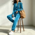 thumbnail image 6 of BRELIL Women's Two Piece Outfits Long Sleeve Pullover Tops Elastic Waisted Wide Leg Pants Casual Lounge Sets Solid Boho Vacation Travel Tracksuit Loungewear, Sky Blue S, 6 of 7