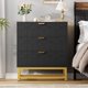 thumbnail image 1 of Moderno 3-cajón cómoda de anchura wood chest con gold metal legs y handles-ideal para almacenamiento organizer para dormitorio sala de estar hallway | negra, 1 of 7