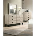thumbnail image 2 of Transitional Cream Color Dresser Mirror 2x Nightstands Chest 5pc Bedroom Set Unique Handle pulls Rubberwood Veneer Furniture, 2 of 10