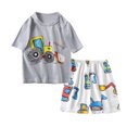 thumbnail image 1 of Conjunto de camiseta y pantalones cortos de algodón de verano para niños y niñas, 1 of 6