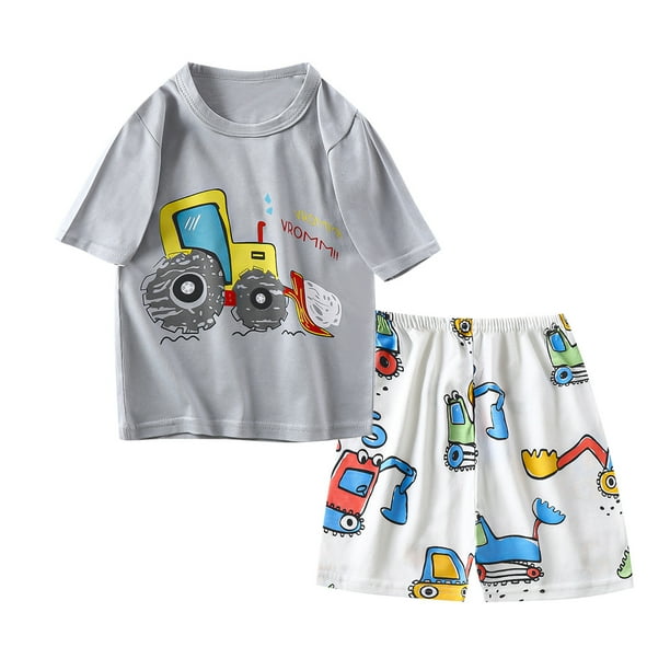 Conjunto de camiseta y pantalones cortos de algodón de verano para niños y niñas