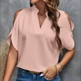 thumbnail image 2 of BLVB Off Shoulder Tops for Women V Neck Short Sleeve Summer Tunic Shirts Casual Loose Ladies Going out Tees, 2 of 3