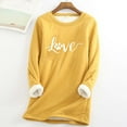 thumbnail image 2 of Warm Winter Tops for Women Fleece Pullover Lined Underwear Thick Long Sleeve Round Neck Trendy Print Casual Loose Sweatshirts,Yellow 4,M, 2 of 5