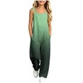 thumbnail image 2 of MKOSPLRT Girls Sleeveless Jumpsuit Adjustable Straps Gradient Print Linen Blend Overalls with Pockets Ages 5 to 14, 2 of 10