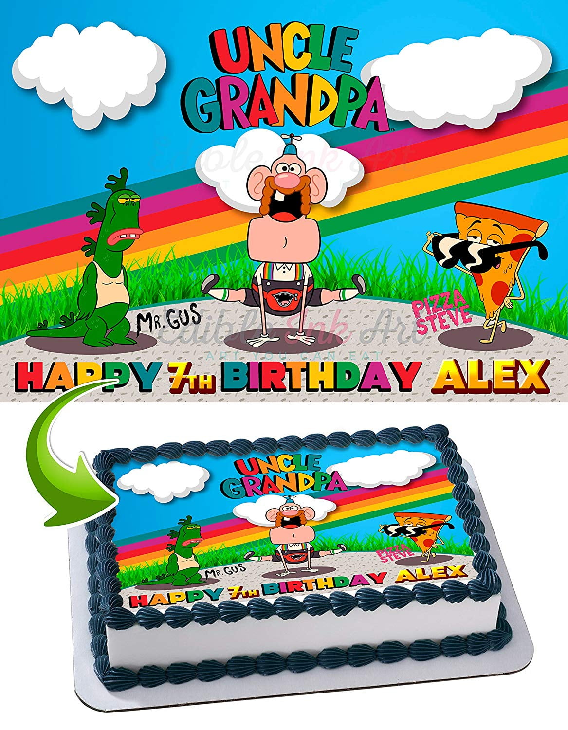 Download Uncle Grandpa Edible Cake Image Topper Personalized Picture 1 4 Sheet 8 X10 5 Walmart Com Walmart Com