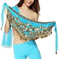 thumbnail image 1 of HSHDLDF Women's Triangular Belly Dancing Hip Scarf Wrap Skirt with Gold Coins, 1 of 3