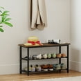 thumbnail image 2 of Gymax 3-Tier Shoe Rack Bench w/ Heavy Duty Metal Frame & 300 lbs Seat for Hallway, 2 of 10