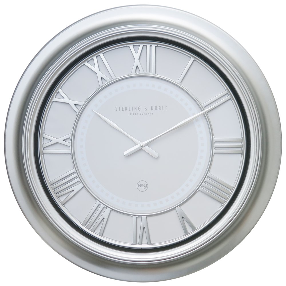 Better Homes & Gardens Modern Oversized 28in. Wall Clock, Silver